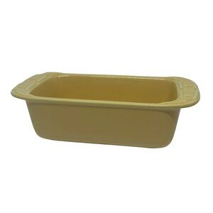 VTG Longaberger Woven Traditions Pottery Mini Loaf Pan | Butternut Yellow, 8.5"